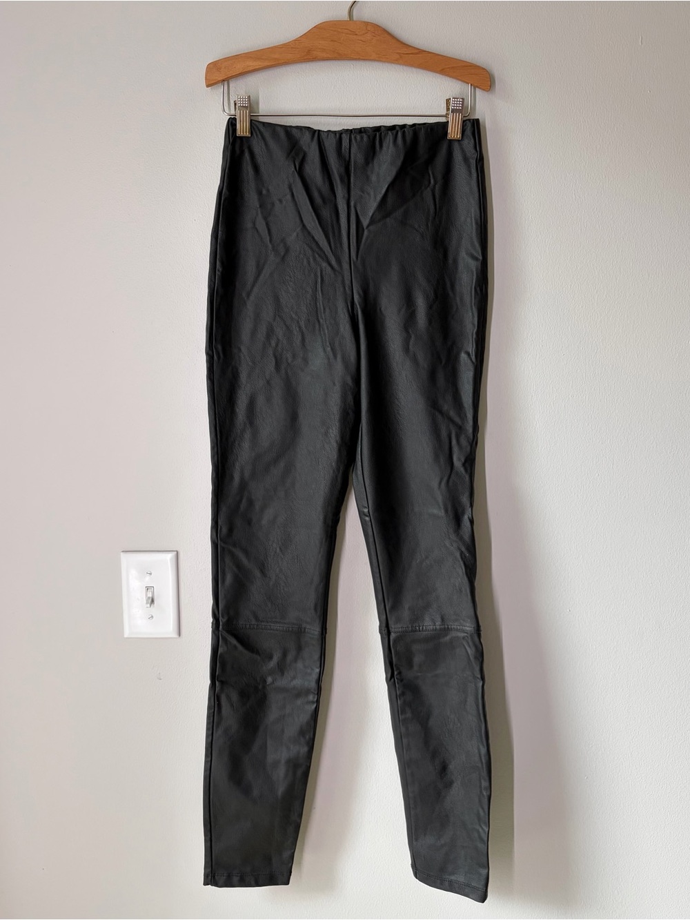 Good American Black Better Than Leather Faux Leather Skinny Leggings Pants
